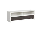 Meuble TV 2 tiroirs 2 niches 143 cm Lysvia Blanc et Bois Wengé XNEK61748
