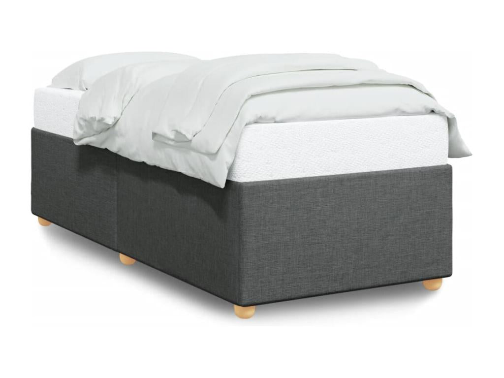 Cadre de lit sans matelas gris foncé 100x200 cm tissu DDUE10145