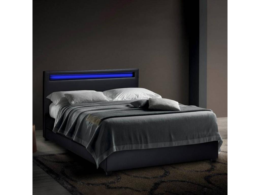 Lit double 160x190 2 places LED coffre sommier à Lysvia Lysvia FGOD97836
