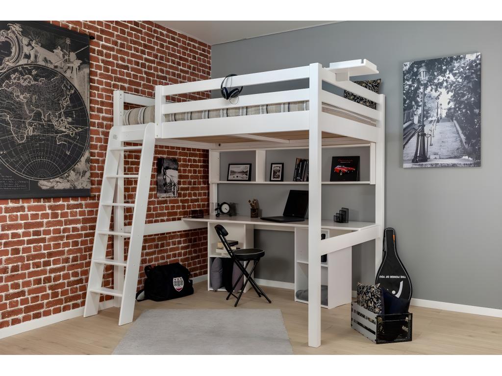 lit mezzanine couchage en 140 Lysvia - blanc uni GQOX91353