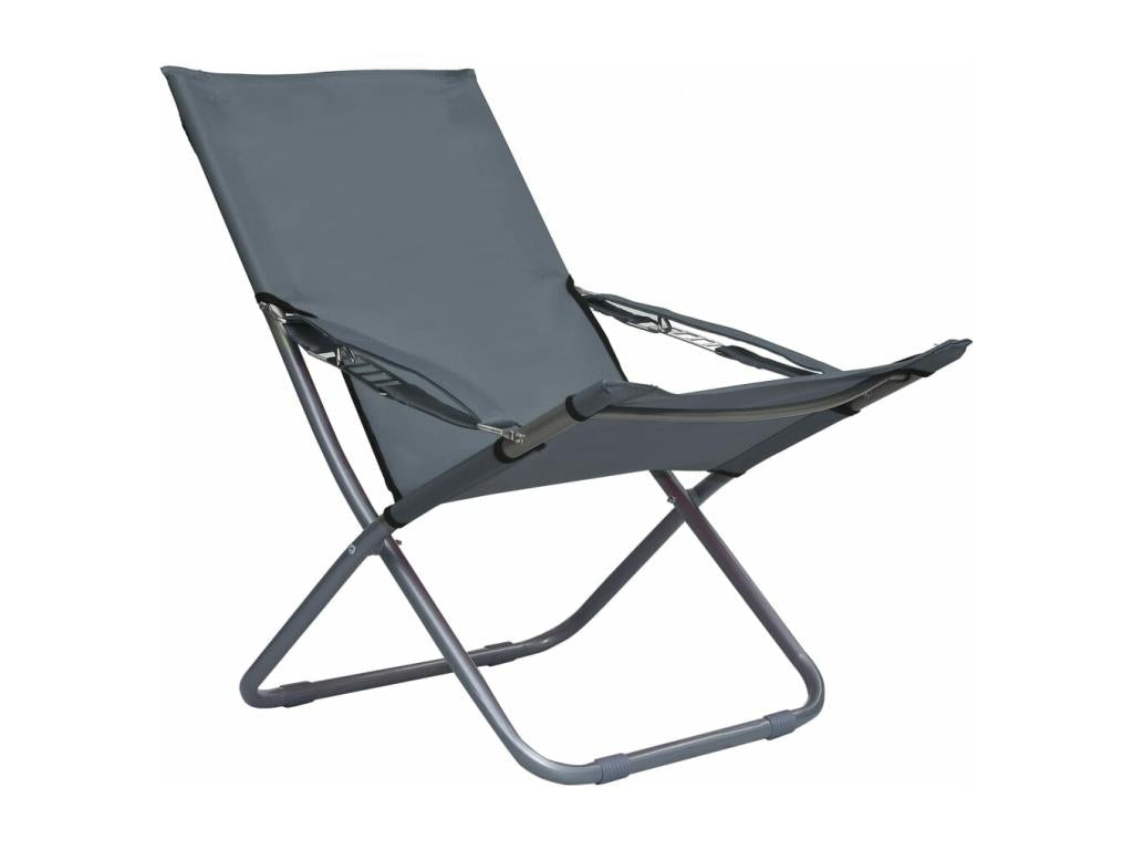 Chaises pliables de plage 2 pièces Tissu Gris LIOS67394