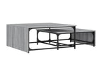 Tables basses gigognes 2pcs gris bois d'ingénierie métal PTZE72163