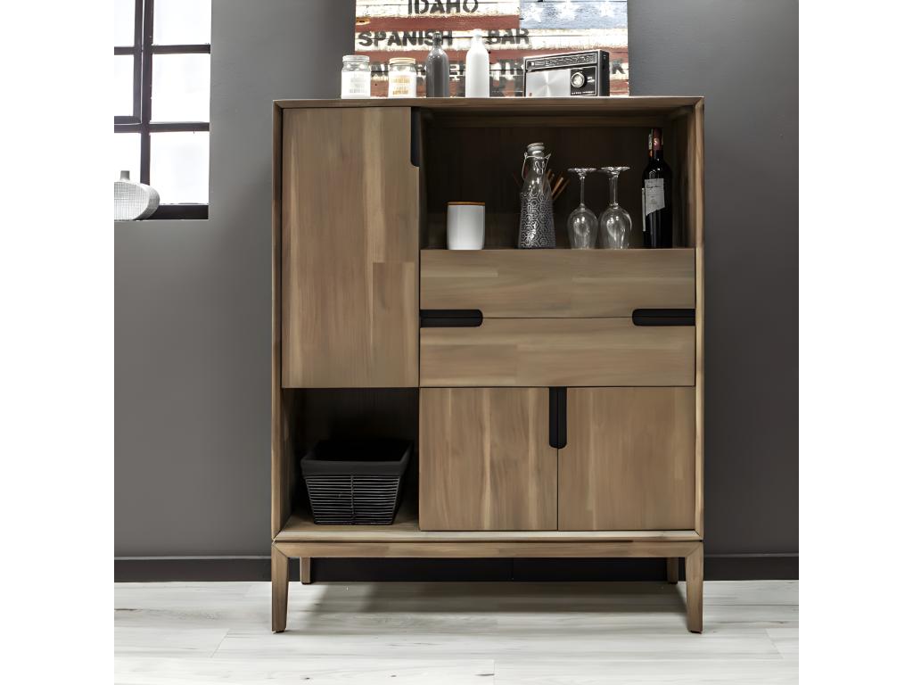 Meuble de rangement bois design 2 tiroirs et placards - Elariva XEVK15385