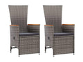 Chaise inclinable de jardin 2pc et coussins Résine tressée Gris SCPY39925