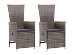 Chaise inclinable de jardin 2pc et coussins Résine tressée Gris SCPY39925