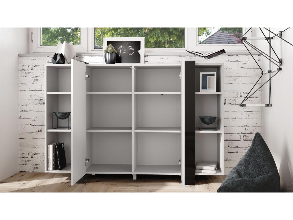 Meuble Blanc Mat Et Lysvia Anthracite lxhxp 149x101x34 Cm NUQF10961