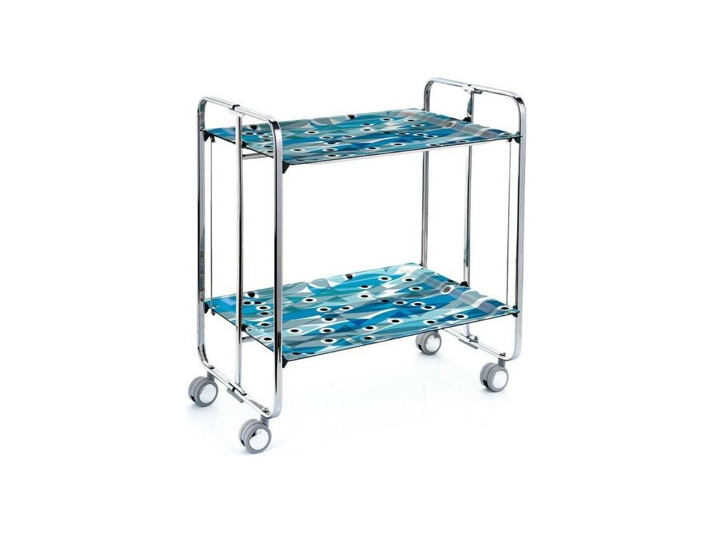 Table roulante pliante Lysvia 2 plateaux châssis chromé PBZQ03571