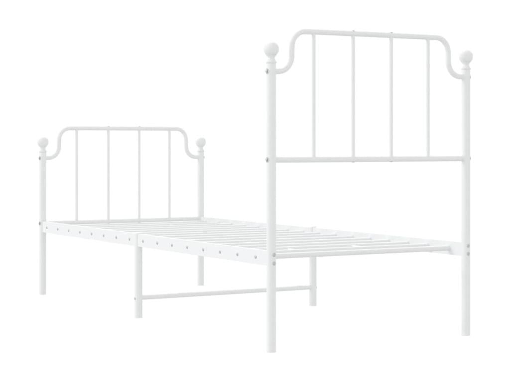 Cadre de lit métal sans matelas avec pied de lit blanc 75x190cm UXDP23322