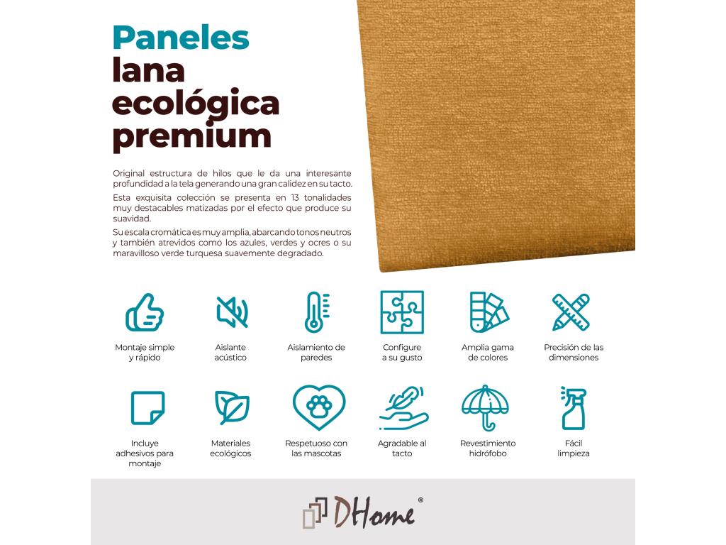 Elariva Lot de 6 panneaux muraux acoustiques auto-adhésifs en laine écologique protection absorbante contre les chocs Moutarde 60x50 cm x6 YNDS44512