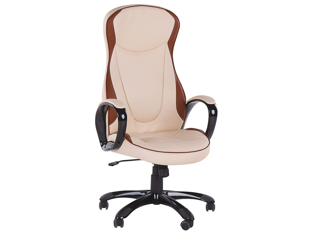 Fauteuil de bureau Lysvia Cuir PU Beige NWWY68847
