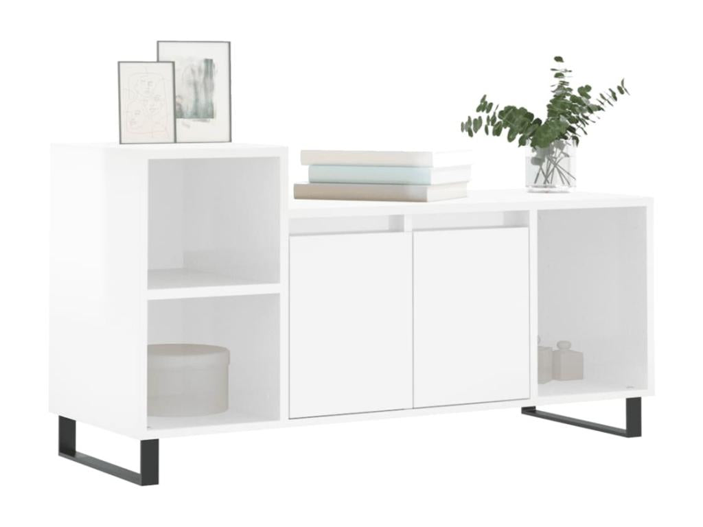 Meuble TV Blanc brillant 100x35x55 cm Bois d'ingénierie NDNQ07256