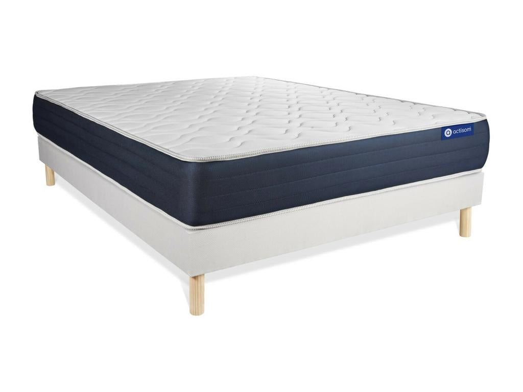 Ensemble matelas Latex et Mémoire de forme Lysvia SLEEP 140x200 5zones de confort sommier Lysvia blanc ULWN16981