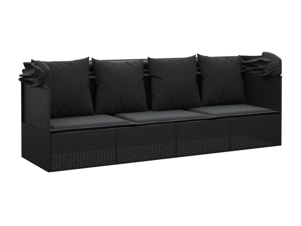 Lit de salon d'extérieur résine noire 203x58x56 cm 02 0012023 EQMW20950