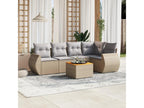 Salon de jardin avec coussins 6 pcs beige résine tressée LPZK70469