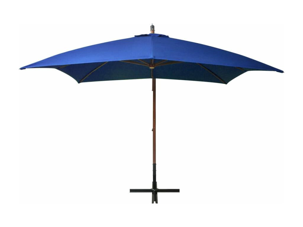 Parasol suspendu avec mât Bleu azuré 3x3 m Massif Bois de sapin FXOQ81104