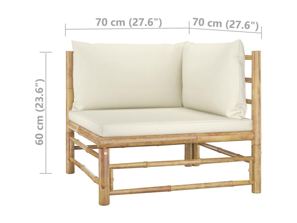 Salon de jardin 3 pièces avec coussins blanc crème Elariva IFMB06172