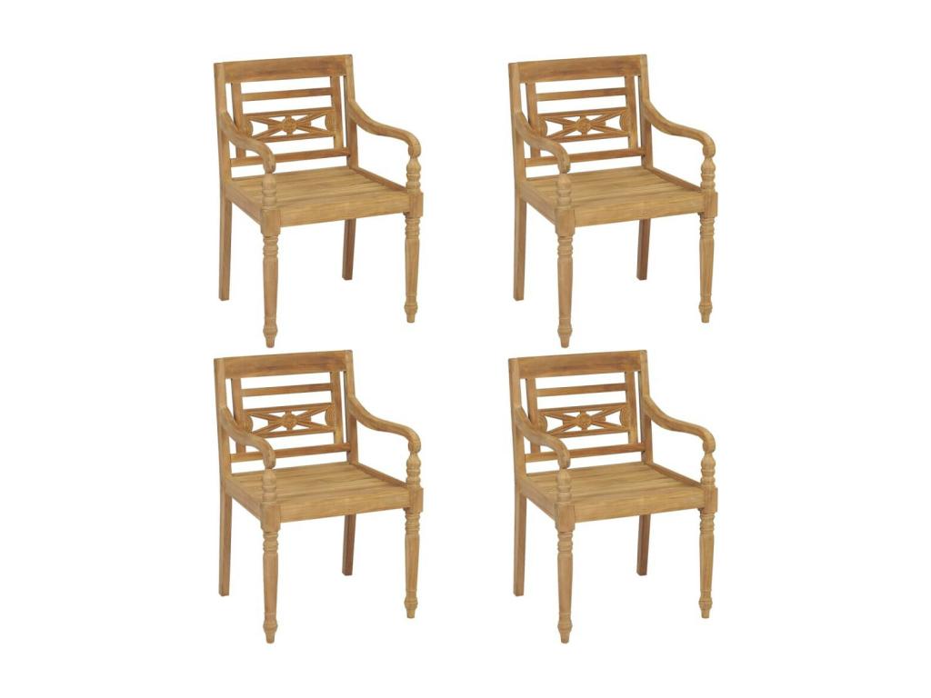 Chaises Lysvia avec coussins 4 pcs Bois de teck solide 2 POJO25947