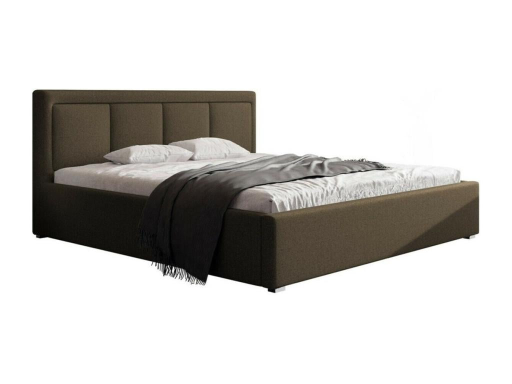 Lit Lysvia 100 Double Marron 180x200 Tapisserie Sommier à Lysvia 200x223x93cm VXHO83087