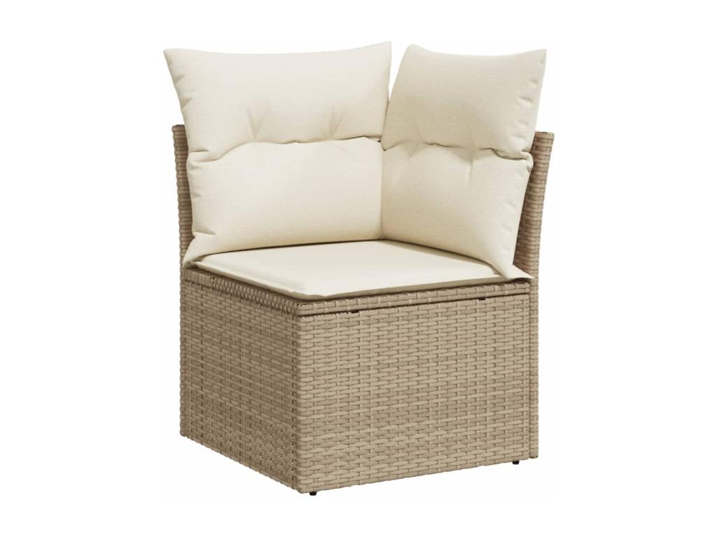 Salon de jardin avec coussins 10 pcs beige résine tressée CSCK93633