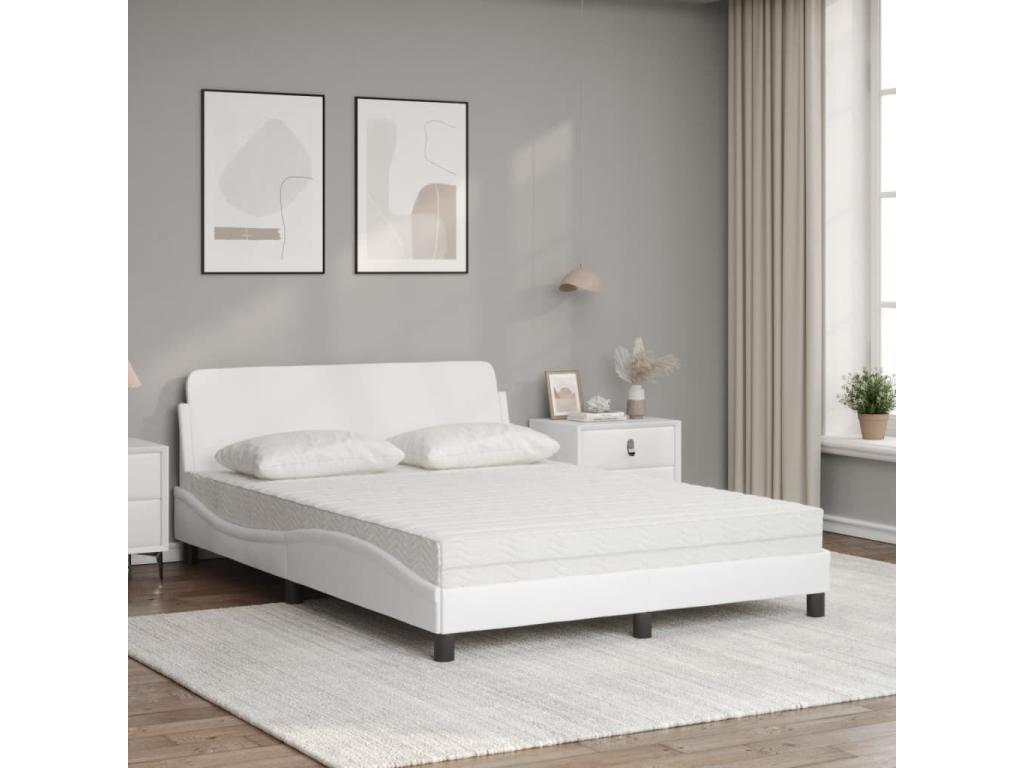 Lit avec matelas blanc 120x200 cm similicuir XUKT33033