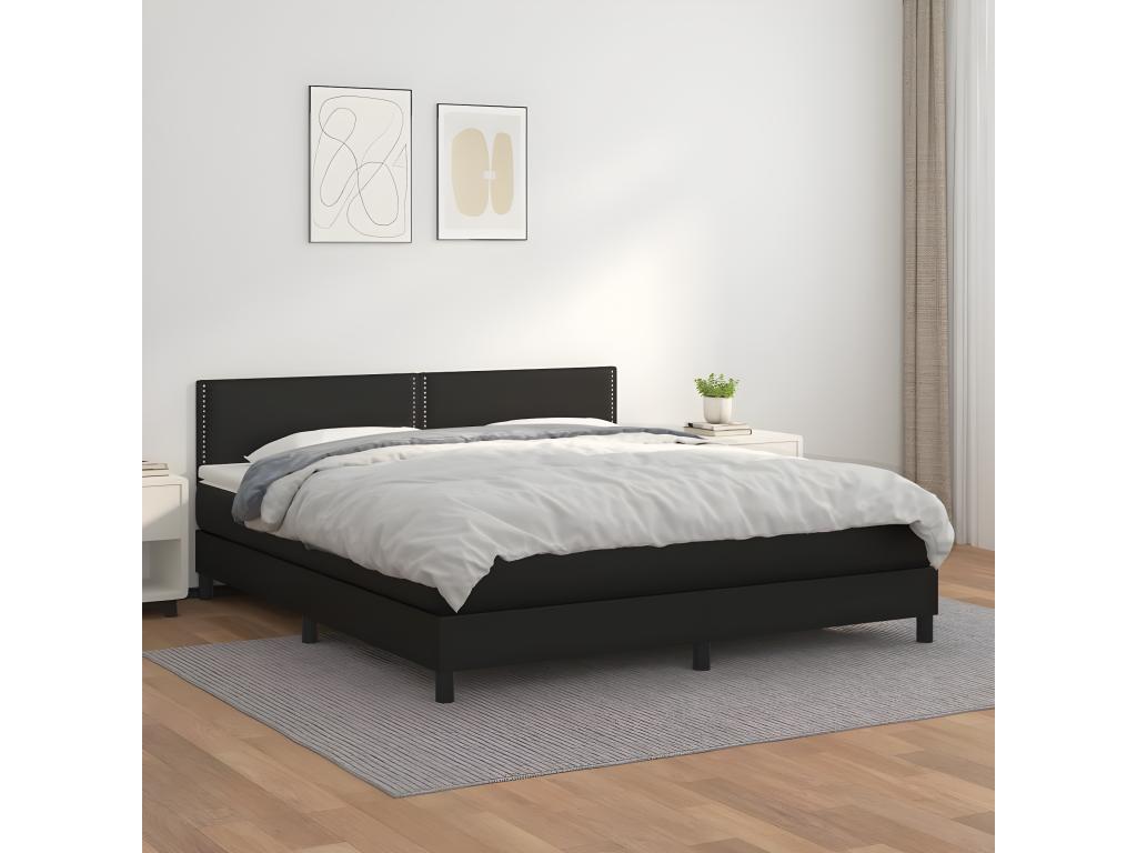 Sommier à Lysvia de lit avec matelas Noir 160x200 GKEY07465