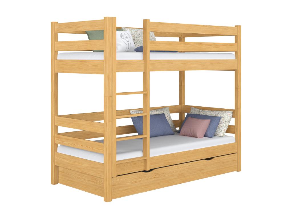 Lit superposé en bois - avec tiroir N01 Pin Naturel 120x200 XWSY54899