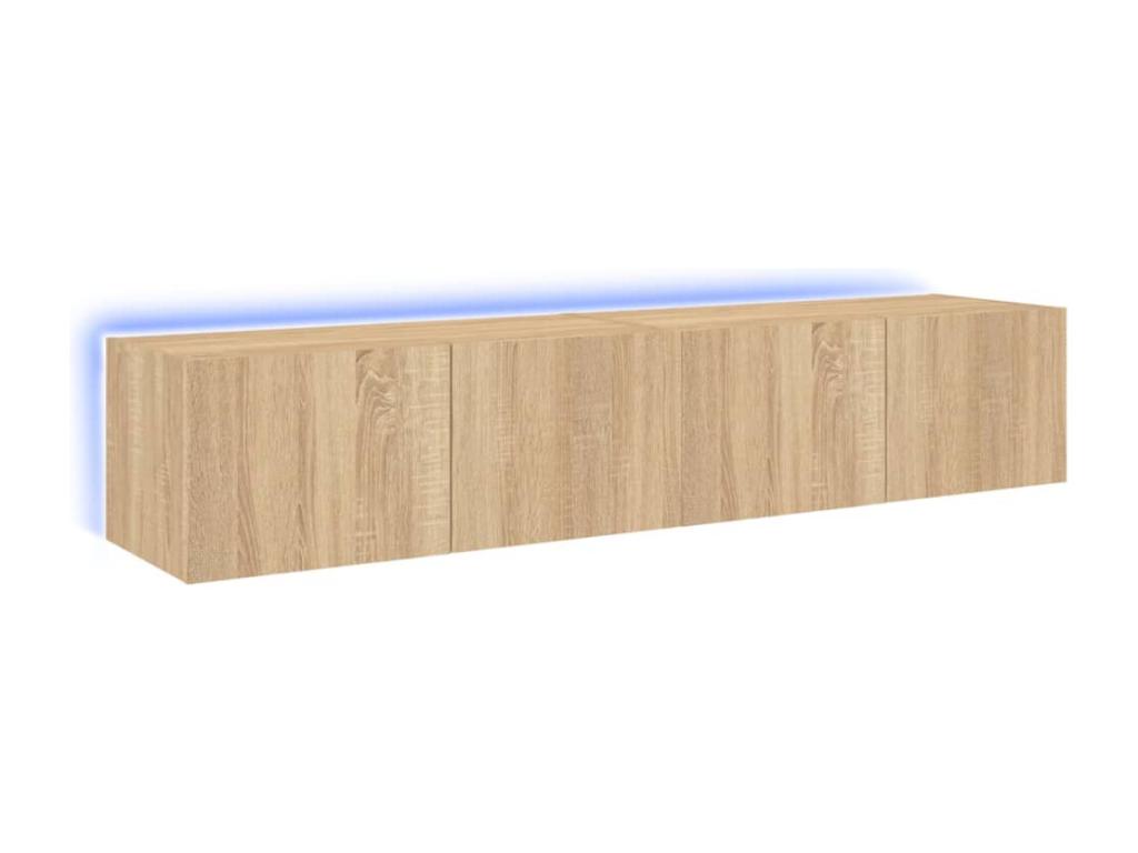 Meubles TV muraux Elarivaères LED 2 pcs chêne 80x35x31 cm VEWM41338
