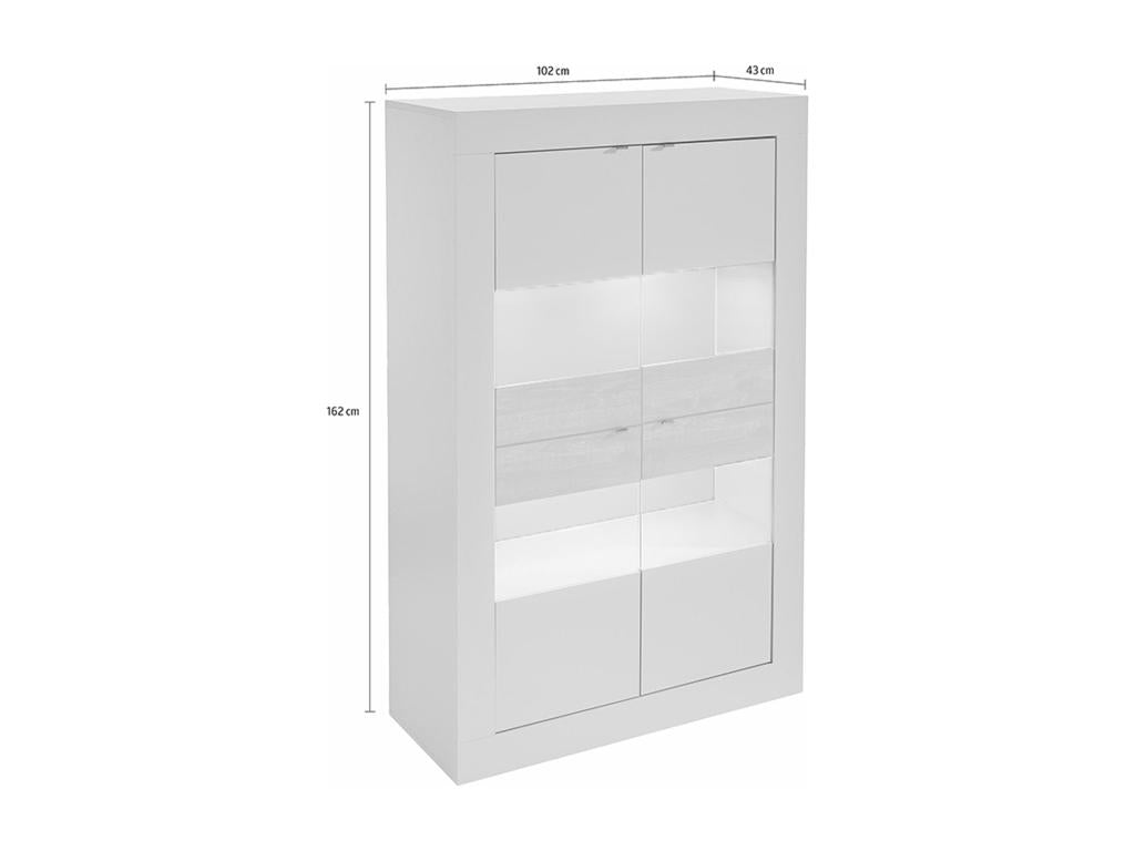 Vitrine Lysvia - LEDs - 4 portes - Blanc laqué AJCR80913