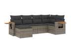 Salon de jardin 7 pièces avec coussins noir résine tressée JYVY17616