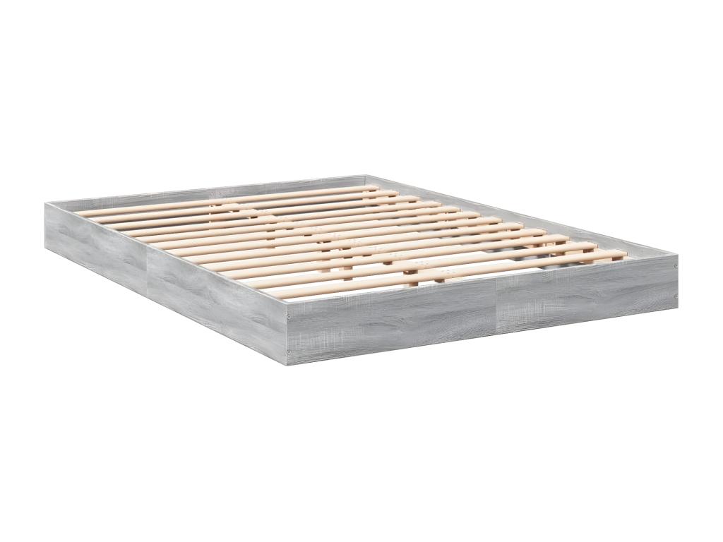 Cadre de lit gris 135x190 bois d'ingénierie KQNZ85392