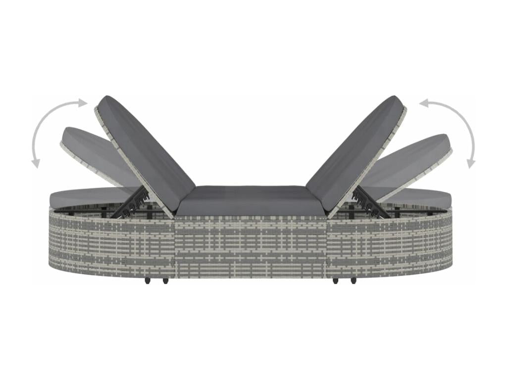 Chaise longue à 2 places avec coussins Résine tressée Gris VLRR85771