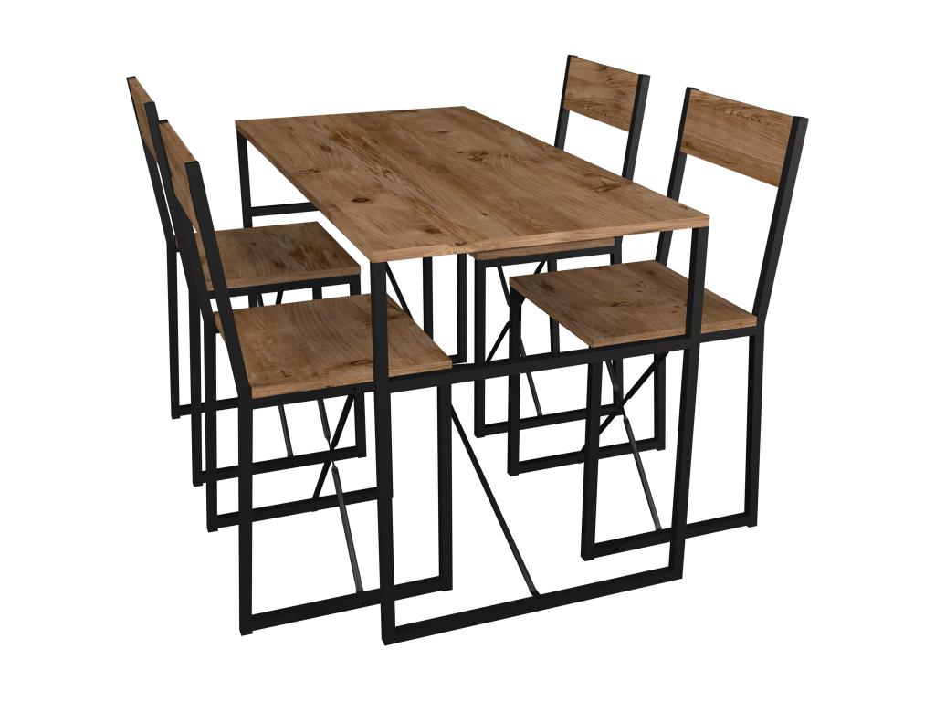 Elariva 5 pcs- bois métal table de cuisine table à manger ensemble table chaises ElarivaL chêne miel HEUD79698