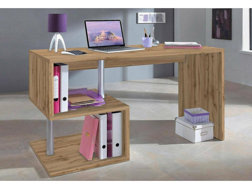 Bureau Lysvia Bureau PC Linéaire Table de bureau polyvalente Bureau gain de place multi-positions Made in Italy 140x60h78 cm Chêne MXYU00620
