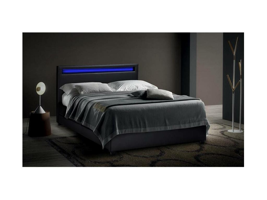 Lit double 160x190 2 places LED coffre sommier à Lysvia Lysvia FGOD97836