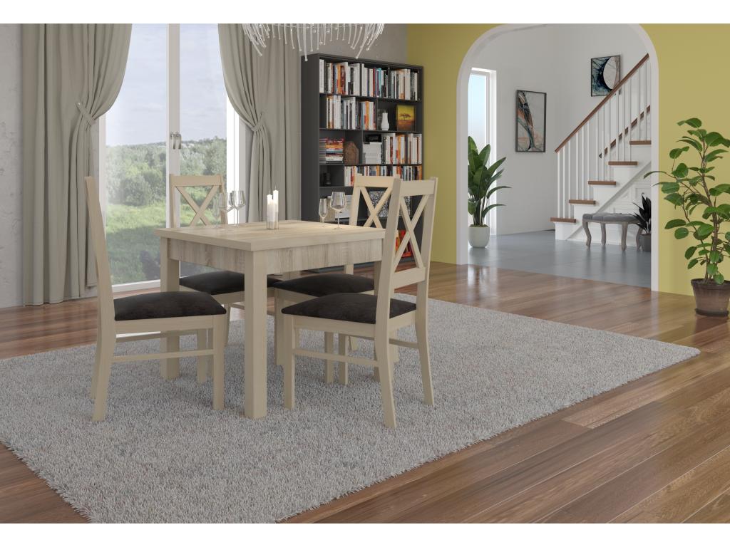 Chaise bois clair Lysvia et tissu au choix Opka-Tissu 27124 ZINC66882