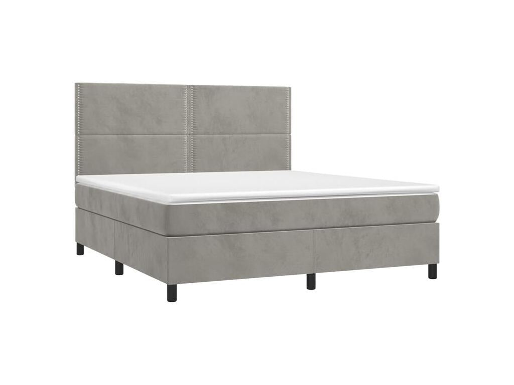 Sommier à Lysvia de lit et matelas Gris clair 180x200 Velours UCEF83057