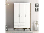 Garde-robe 3 portes Meubles de chambre Penderie de plain-pied Placard à vêtements 120x201h48 cm Noyer et Blanc AAMW50406