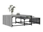 Tables basses gigognes 2pcs gris bois d'ingénierie métal PTZE72163