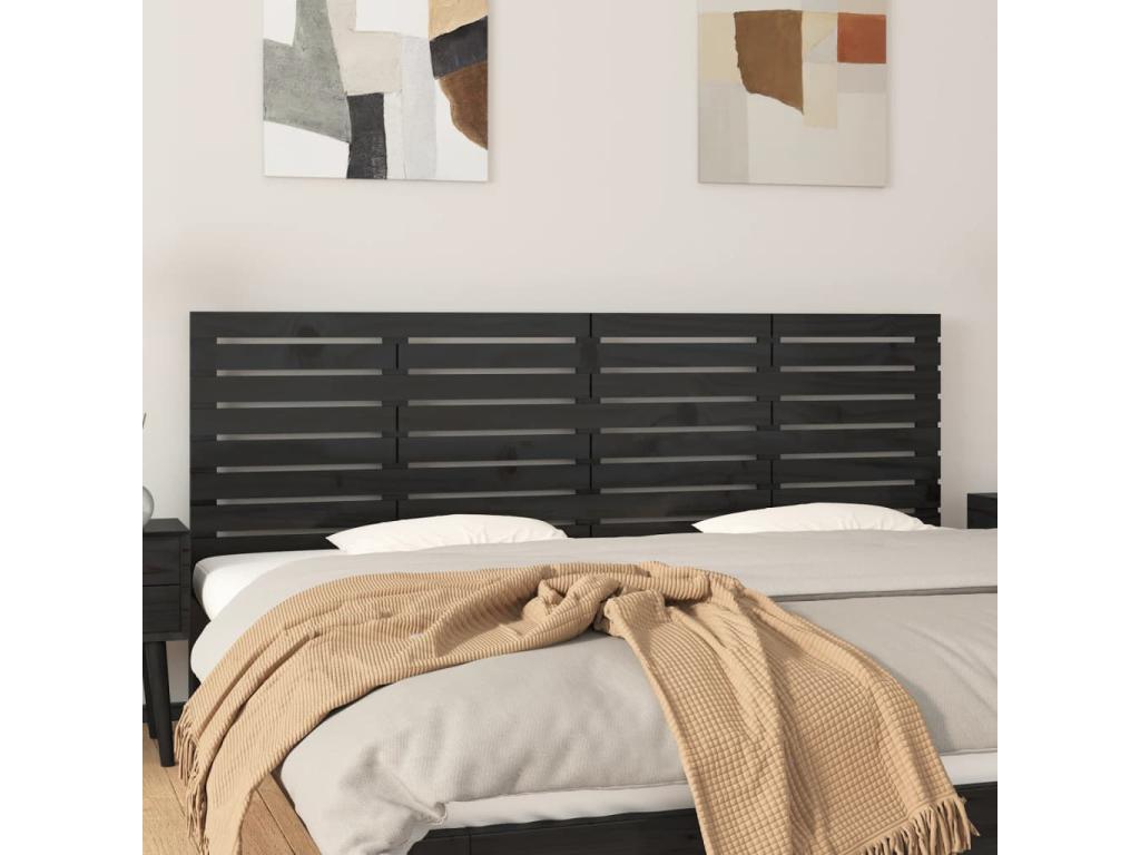 Tête de lit murale Noir 186x3x63 Bois massif de pin NZBM68622