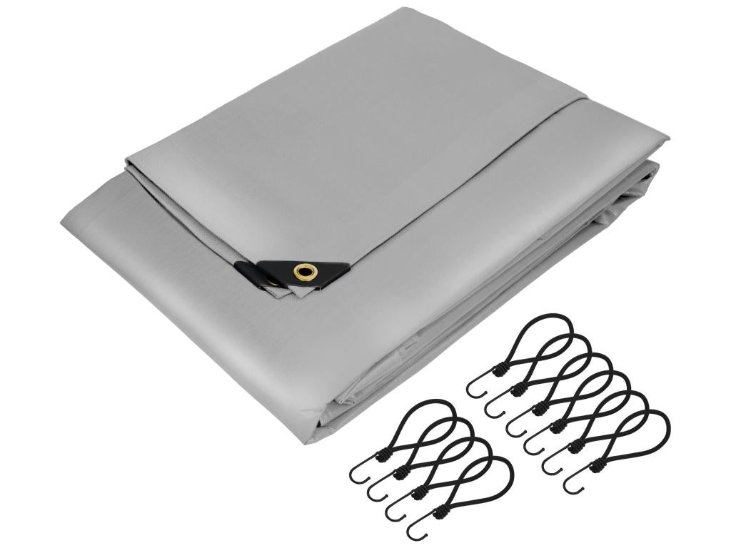 Elariva Bâche de couverture Premium Bâche en tissu avec oeillets 5x4m 20m² 650g/m² gris PVC imperméable résistant à la déchirur ZPGY69627