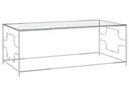 Table basse Argenté 120x60x45 cm Acier inoxydable et verre PSAF86719