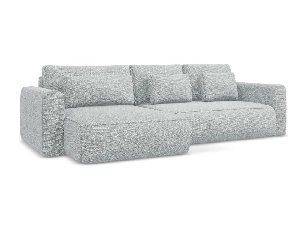 Canapé d'angle 3 places gauche convertible en tissu texturé - argent - Lysvia AIGE70705