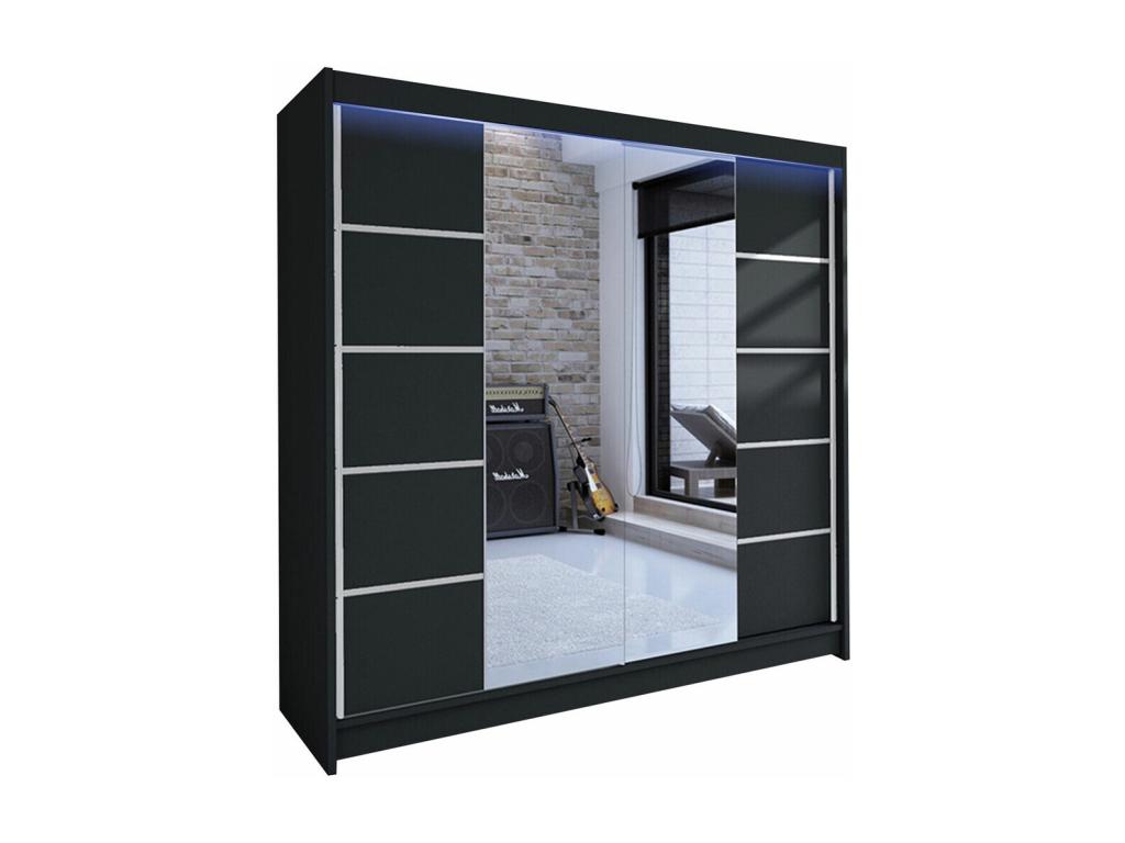 Armoire Dormeva 154 Noir 215x180x58cm Portes d'armoire Glissement AYTS91753
