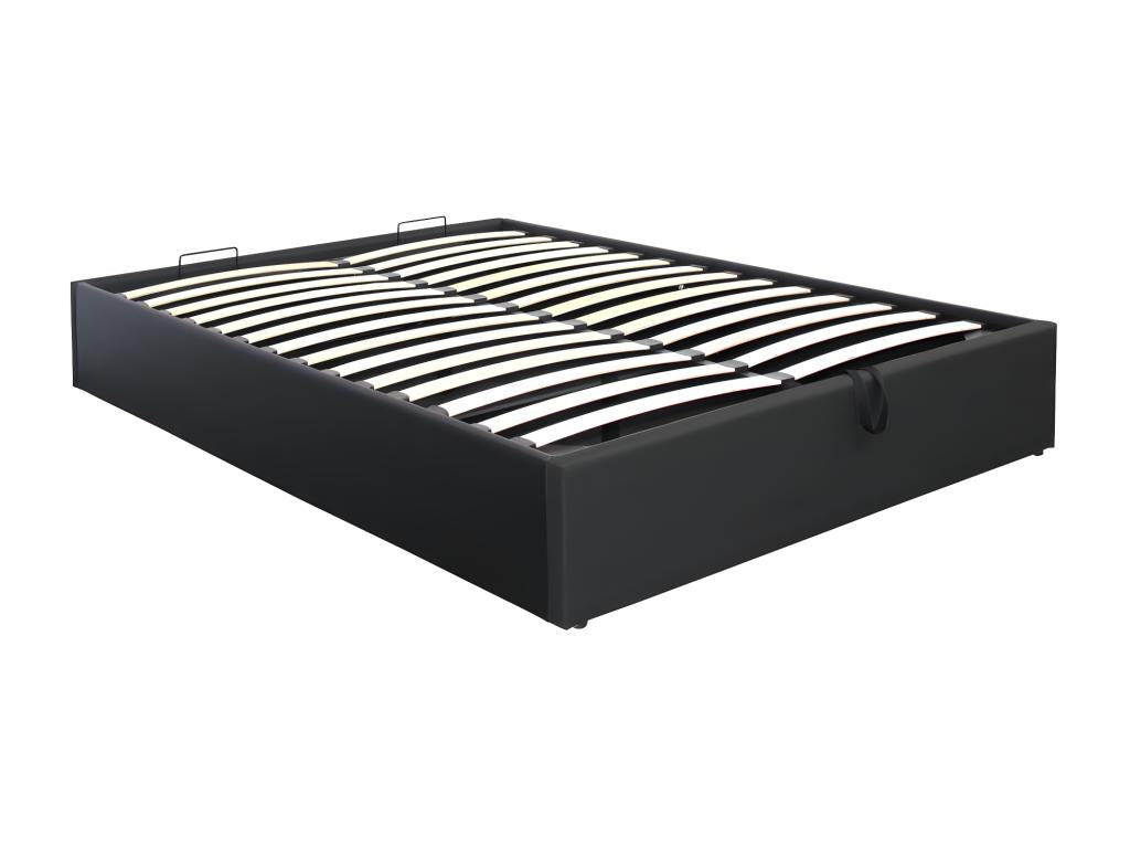 Lit coffre 140x200 collection Lysvia coloris noir- Lit avec un grand coffre pour votre chambre à coucher EGAT45039
