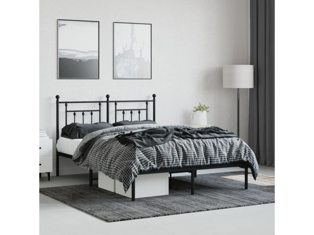 Cadre de lit métal avec tête de lit noir 140x190 WTEV06273