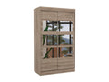Petite armoire de chambre à coucher 2 portes coulissantes bois truffe avec 6 miroir Kolida 120cm LTTL90522