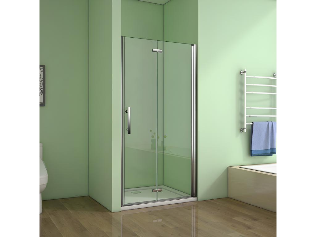 Porte de douche pivotante et pliante porte de douche 110x195cm en 6mm verre trempé anticalcaire JKQW96154
