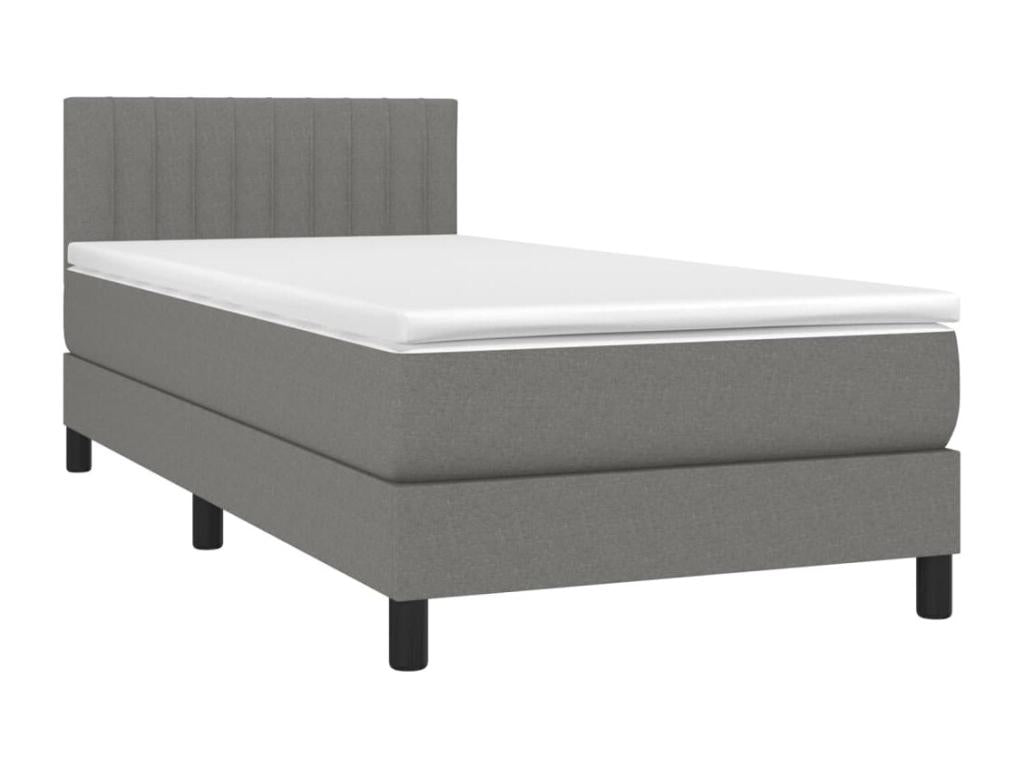 Lit à sommier tapissier et matelas Gris foncé 90x190 cm Tissu YIUL79931