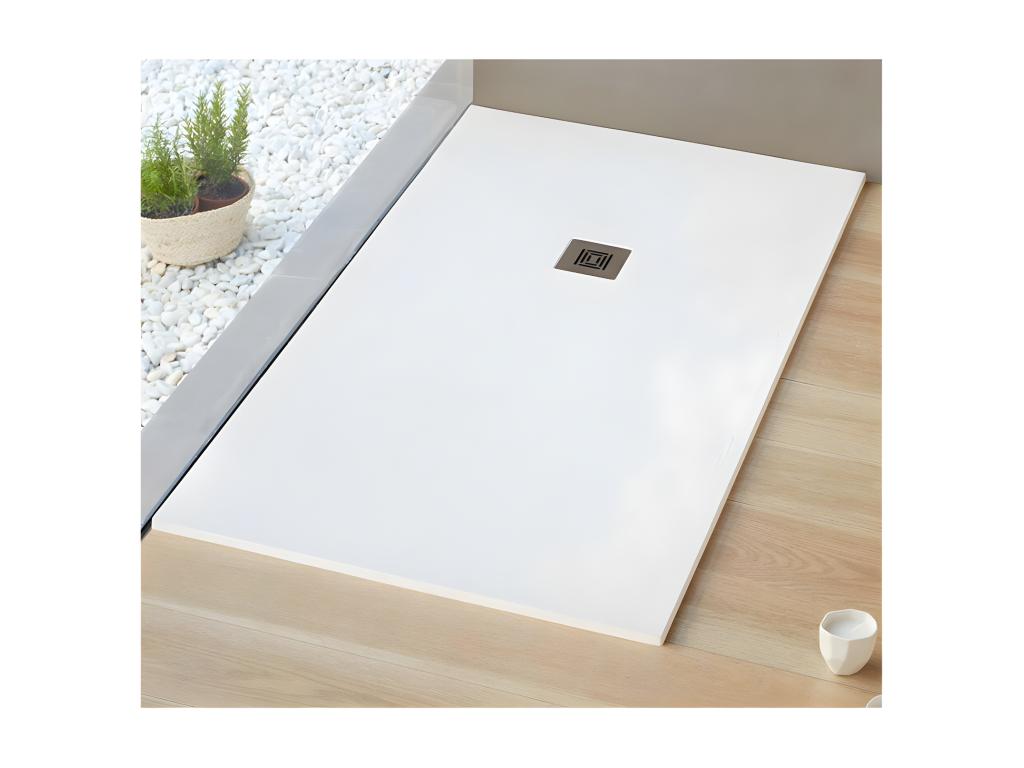 Receveur de douche 80x100 cm extra plat surface ardoisée rectangulaire blanc XNEN73450