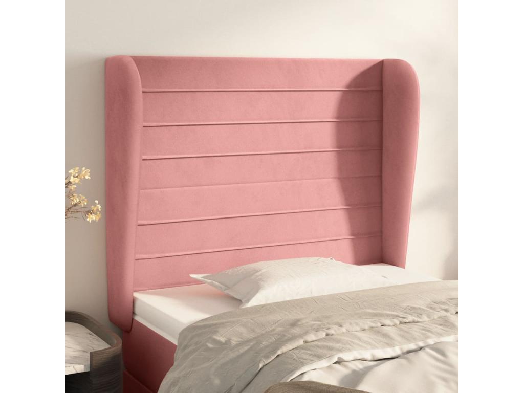 Tête de lit avec oreilles Rose 103x23x118/128 cm Velours HQEG63831